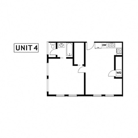 Floor plan for 1 bed, 1 bath, 802 sqft